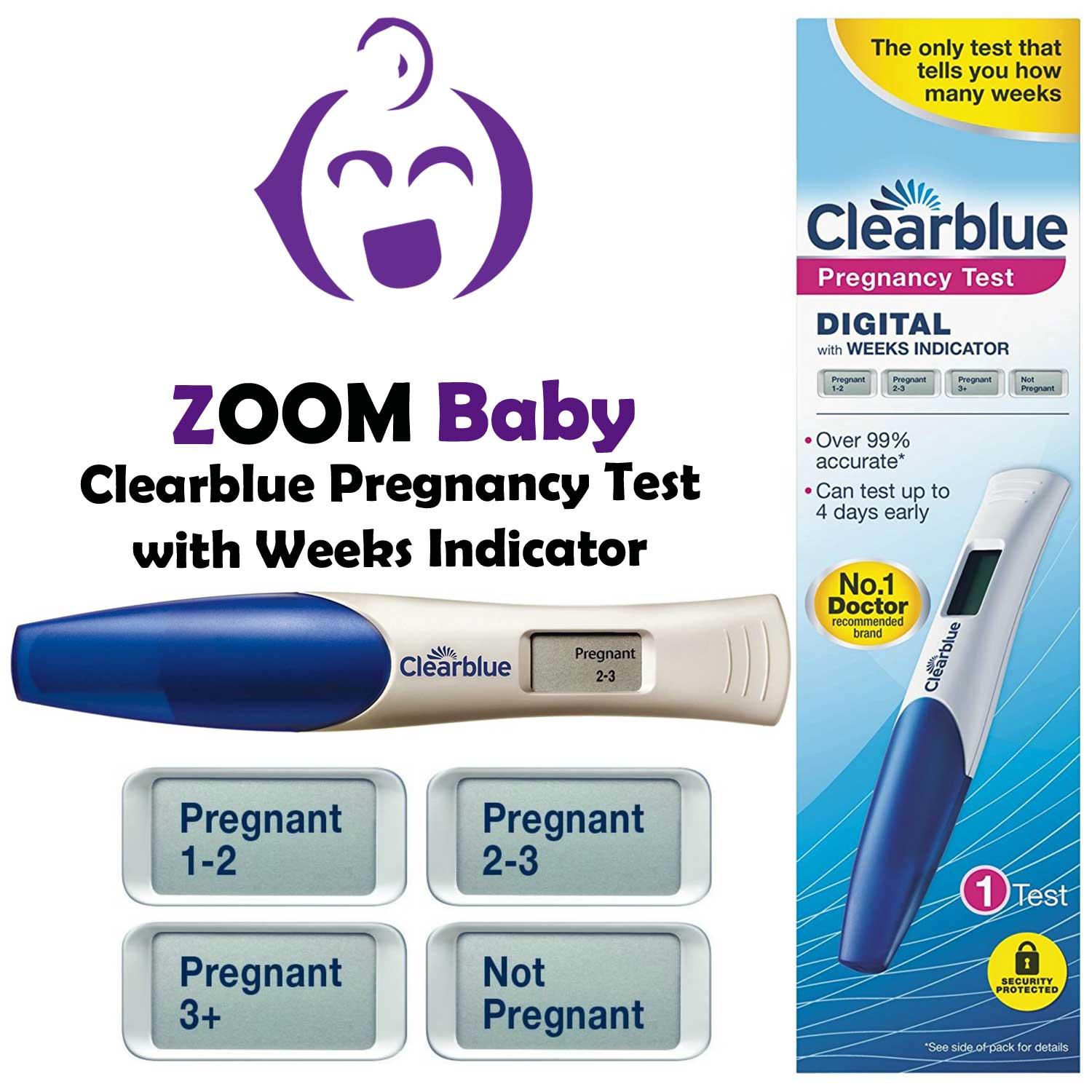 Clearblue Digital Pregnancy Test with Weeks Indicator | Zoom Health