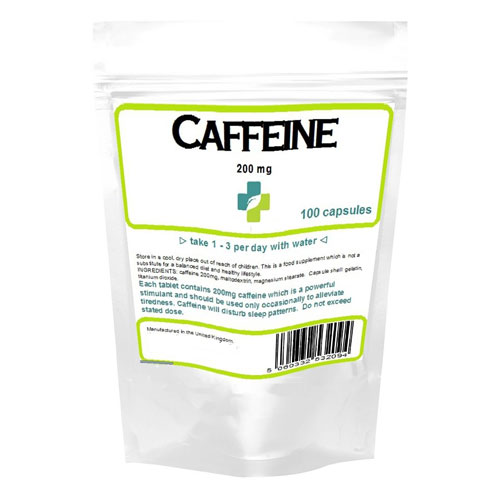 Caffeine Capsules 200mg (100 Capsules) Zoom Health