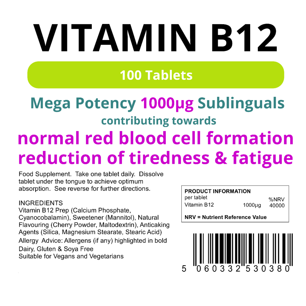 Vitamin B12 1000mcg (100 Sublingual Tabs)