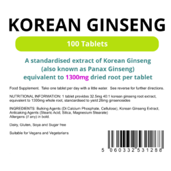 Korean Ginseng 1300mg Tablets