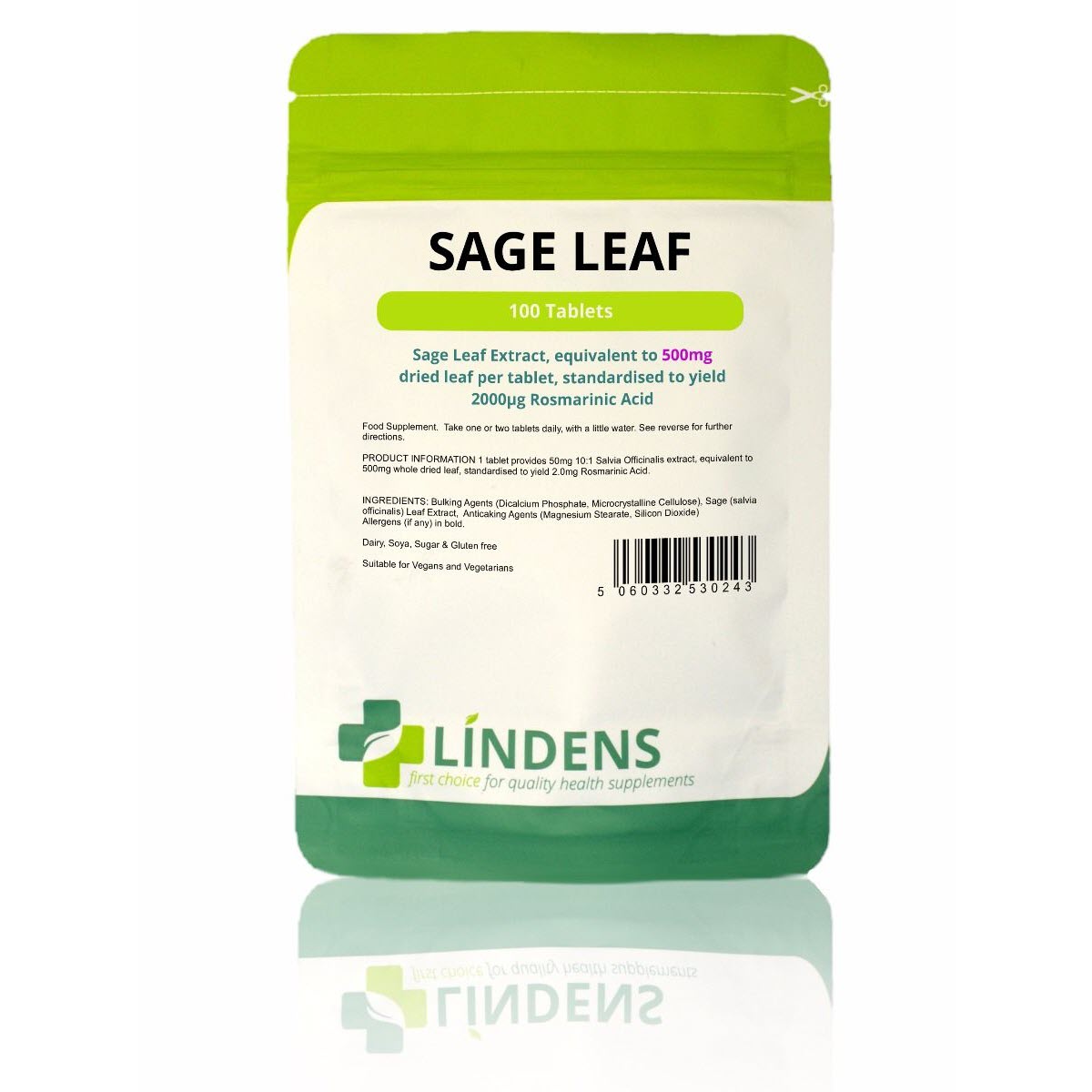 Sage Leaf Tablets 500mg (100 Tablets) Zoom Health