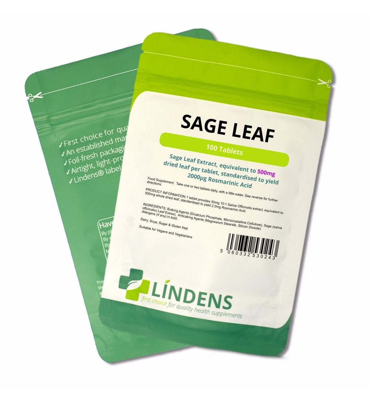 Sage Leaf Tablets 500mg (100 Tablets) Zoom Health