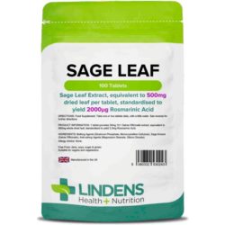 Sage Leaf 500mg Tablets contain a concentrated extract of sage leaf equivalent to 500mg of the dried herb,