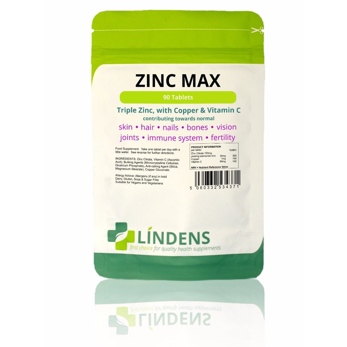 Zinc Max Tablets 30mg (90 Tablets) Zoom Health