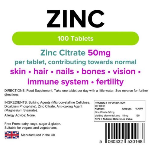 Zinc Citrate 50mg Tablets - Image 2