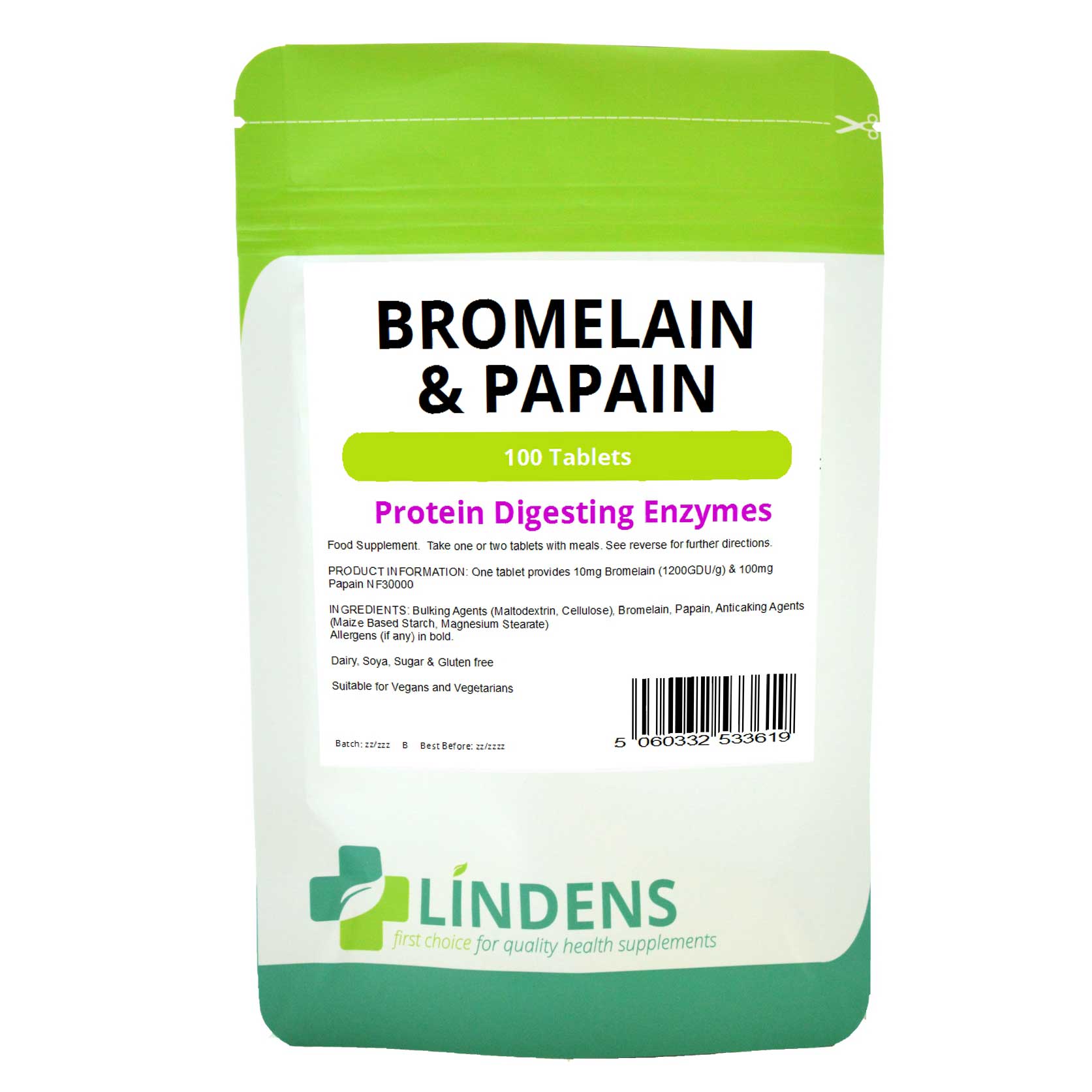 Bromelain & Papain 10mg/100mg (100 Tablets))