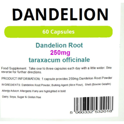 Dandelion Tablets Label