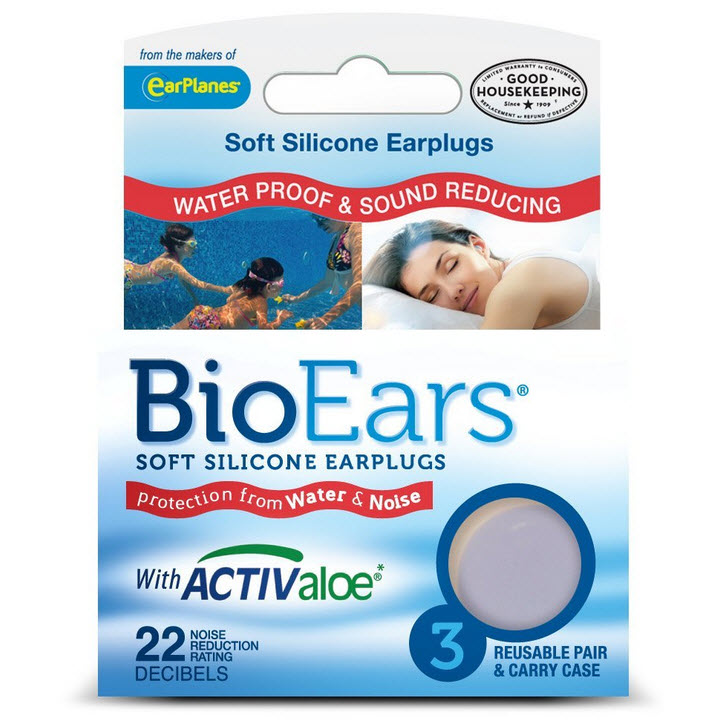 BioEars Soft Silicone EarPlugs - 3 Pairs - Blue