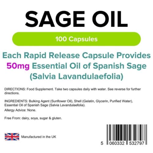 Sage Essential Oil 50mg Capsules - Image 2