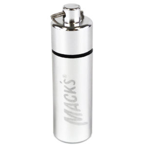 mack's earplugs carry case silver aluminium