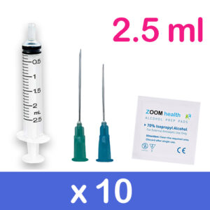 Blue 2.5ml 10 Pack Injection Kit | Needles, Syringes & Swabs