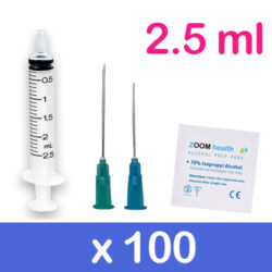 Blue 2.5ml 100 Pack Injection Kit | Needles, Syringes & Swabs