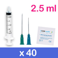 Blue 2.5ml 40 Pack Injection Kit | Needles, Syringes & Swabs