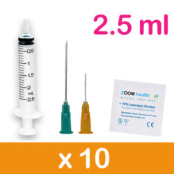 Orange 2.5ml 10 Pack Injection Kit | Needles, Syringes & Swabs