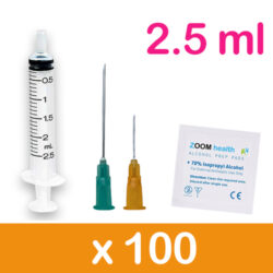 HEA496 Orange 2.5ml 100 Pack Injection Kit | Needles, Syringes & Swabs