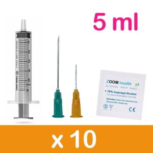 Orange 5ml 10 Pack Injection Kit | Needles, Syringes & Swabs