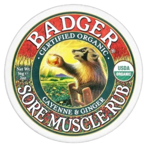 Badger Organic Sore Muscle Rub – 56g Tin – with Cayenne & Ginger