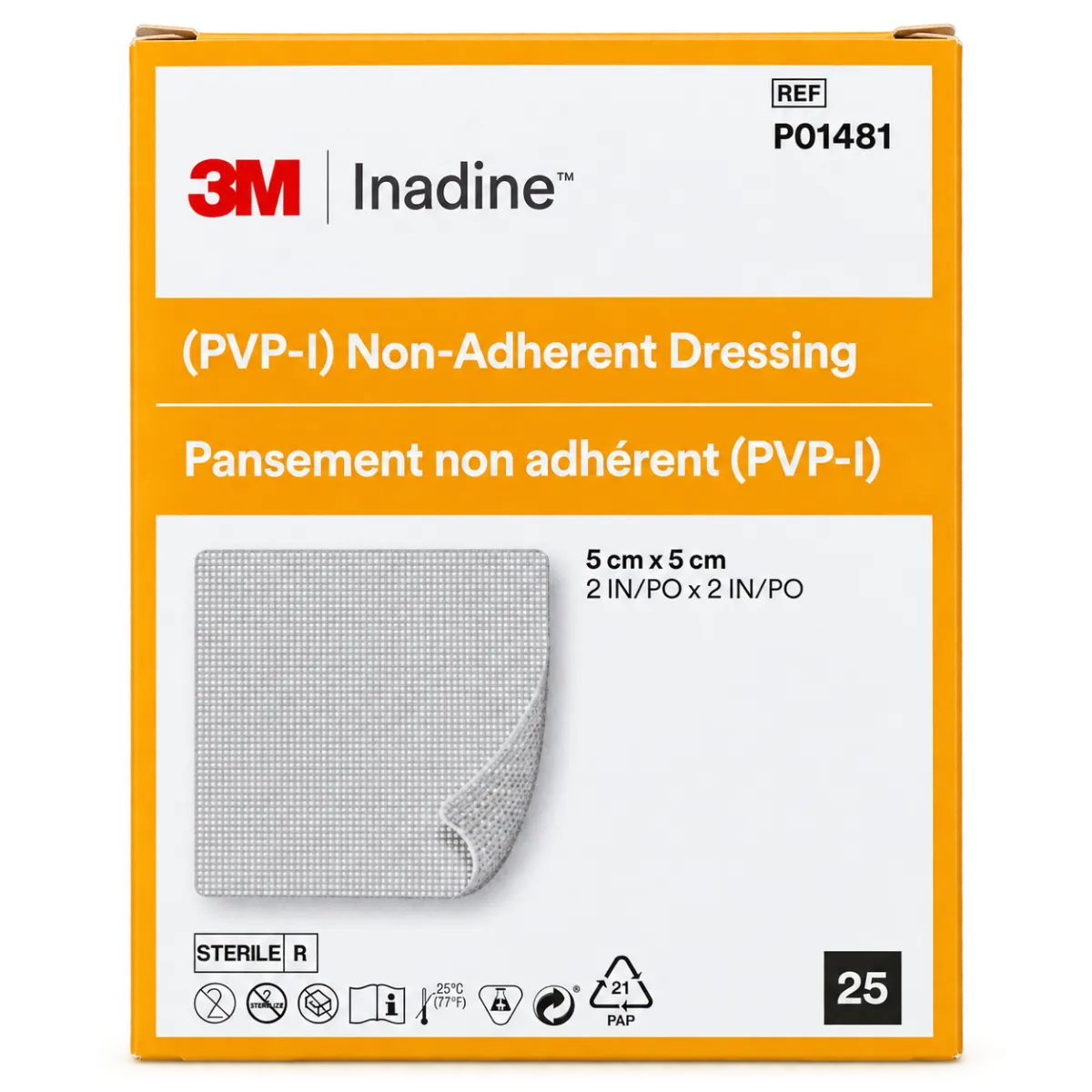 HEA640 - Inadine PVP-I Non-Adherent Dressing - 5cm x 5cm